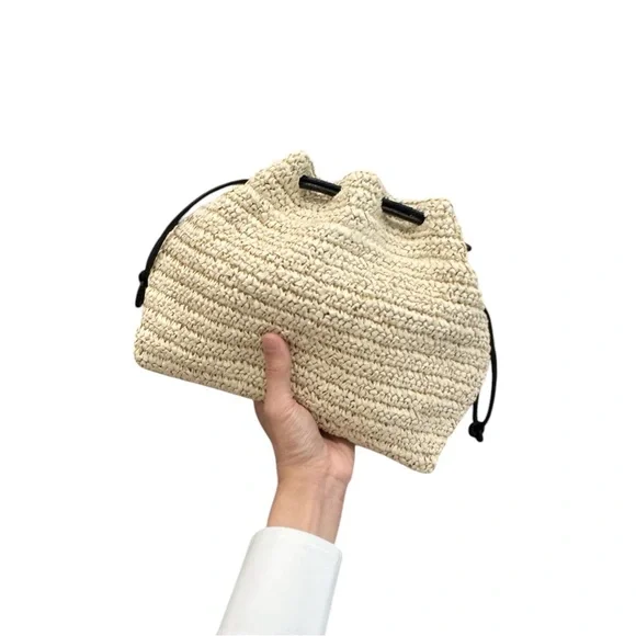 NWT COS Mini Woven Raffia Cavatelli Clutch Shoulder Bag - Picture 7 of 10